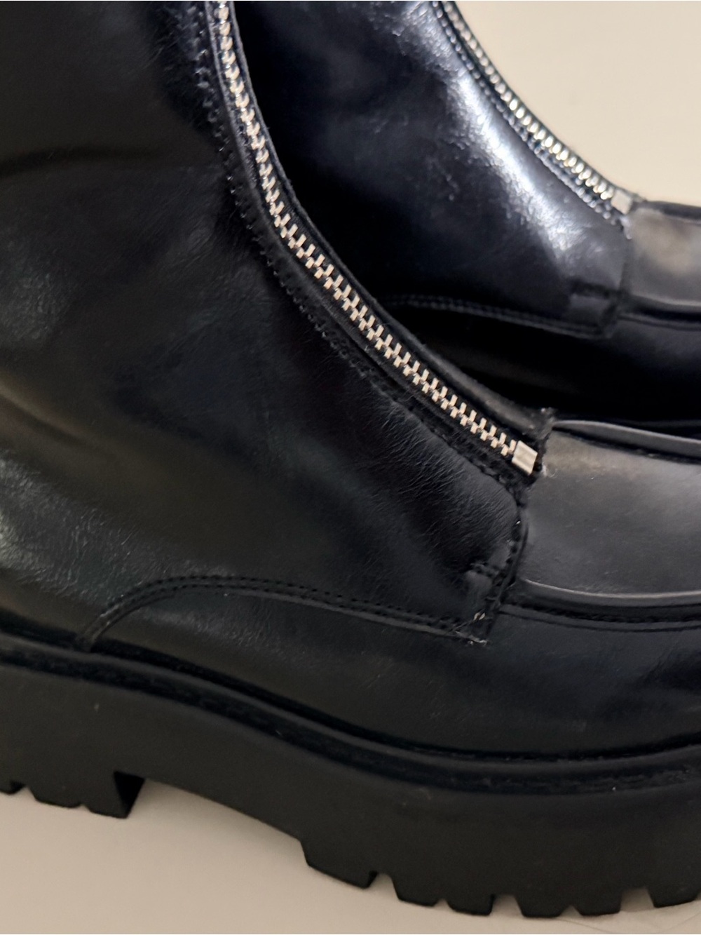Steve Madden Black Leather Zip Combat Boots